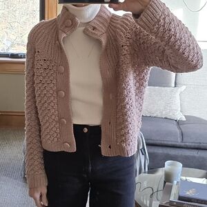 Moda International Mauve Pink Knit Cardigan Sweater | XS